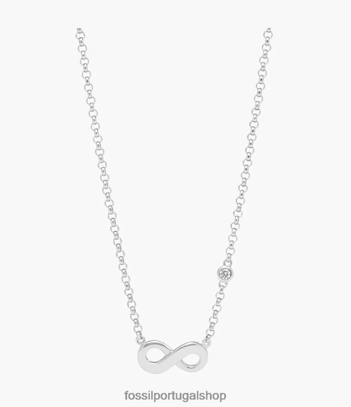 Fossil mulheres Colar Elliott Infinity Love em caixa esterlina prata joia 40NJ6Z922