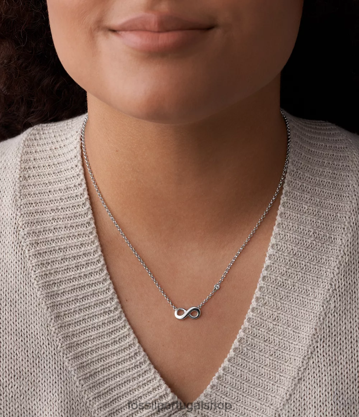 Fossil mulheres Colar Elliott Infinity Love em caixa esterlina prata joia 40NJ6Z922