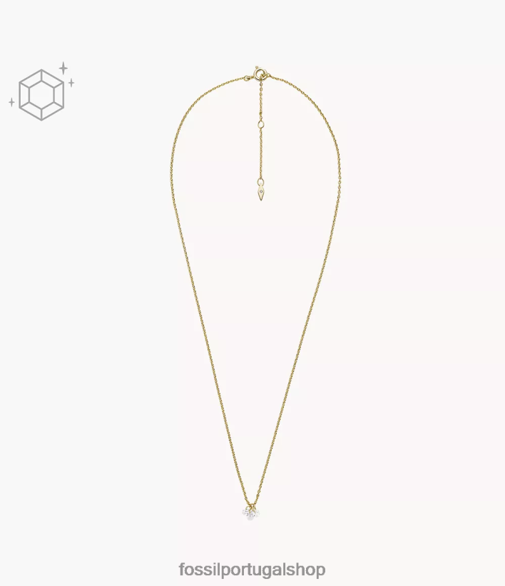 Fossil mulheres Sadie Shine Bright Colar de latão banhado a 14 quilates ouro joia 40NJ6Z1260