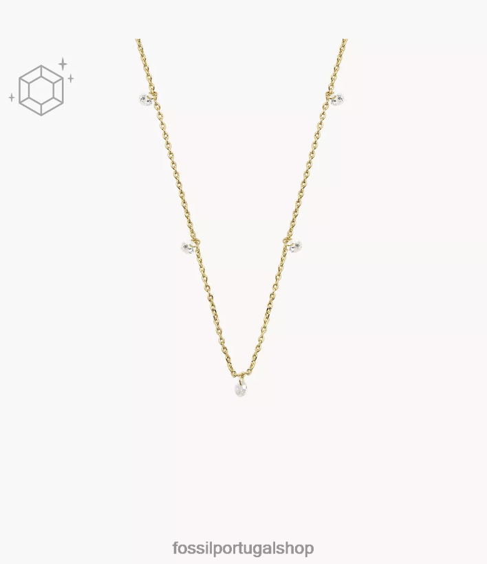 Fossil mulheres Sadie Shine Bright Colar pendente de latão banhado a 14 quilates ouro joia 40NJ6Z917