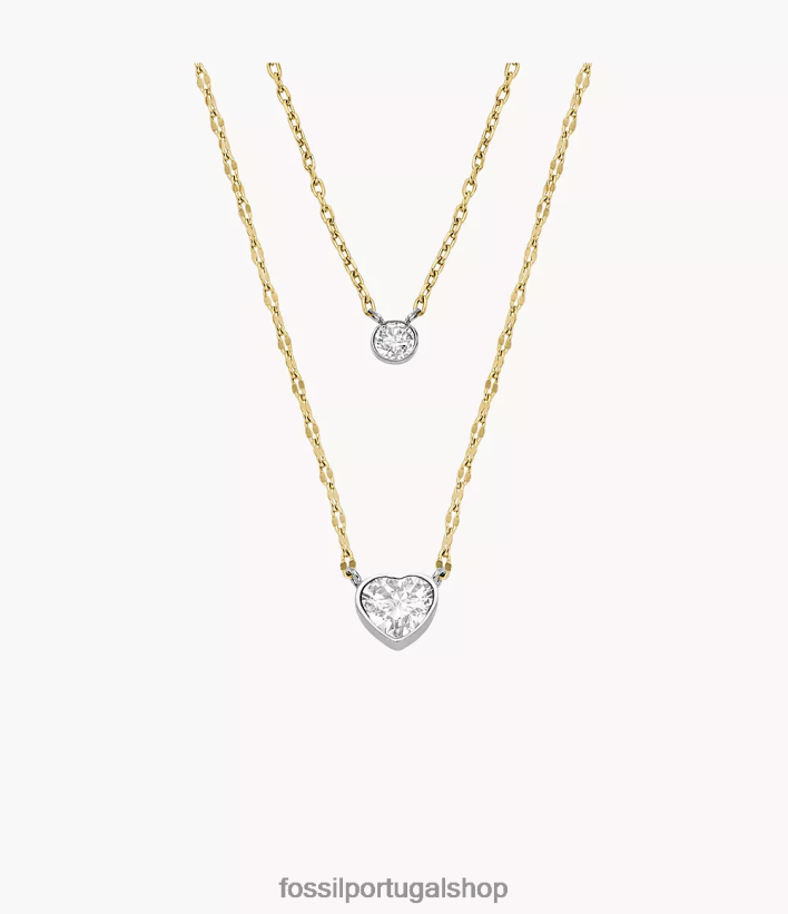 Fossil mulheres Sadie tokens de afeto colar de corrente de aço inoxidável dois tons joia 40NJ6Z932