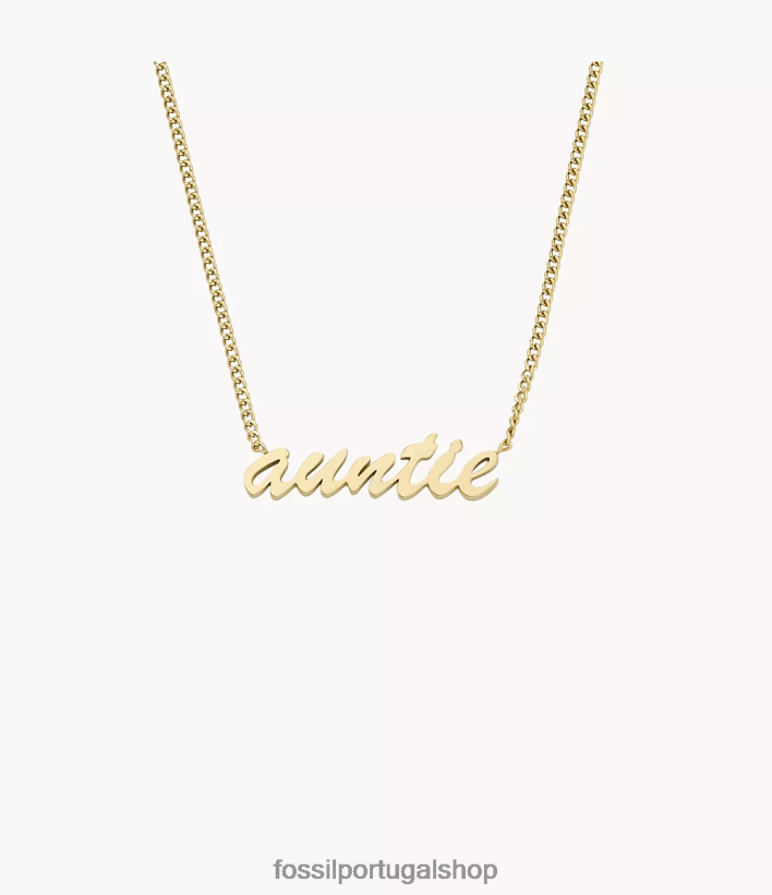 Fossil mulheres colar com nome colar de corrente de aço inoxidável tom de ouro joia 40NJ6Z953