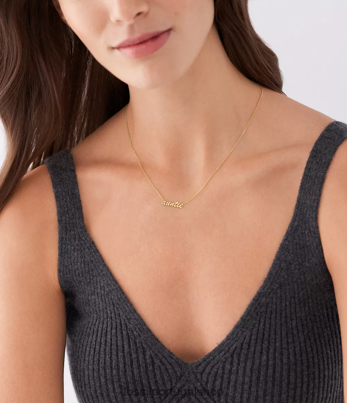 Fossil mulheres colar com nome colar de corrente de aço inoxidável tom de ouro joia 40NJ6Z953