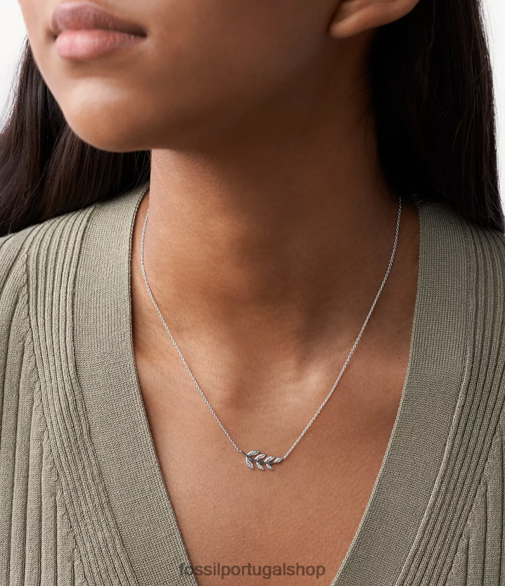 Fossil mulheres colar com pingente de prata esterlina elliott olive branch prata joia 40NJ6Z938