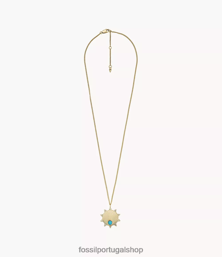 Fossil mulheres colar com pingente de sol do texas turquesa joia 40NJ6Z1236