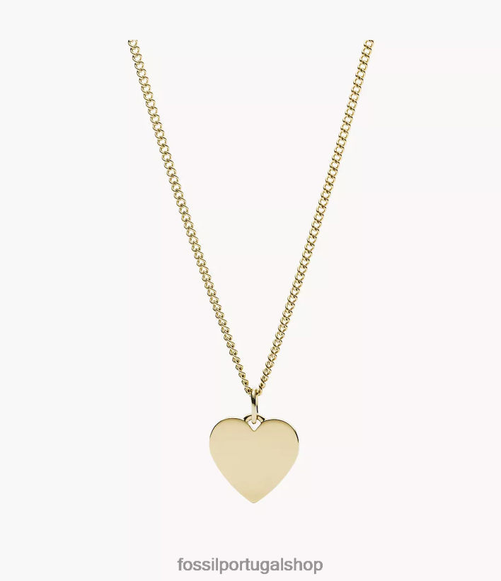 Fossil mulheres colar de aço inoxidável com coração de pista tom de ouro joia 40NJ6Z941