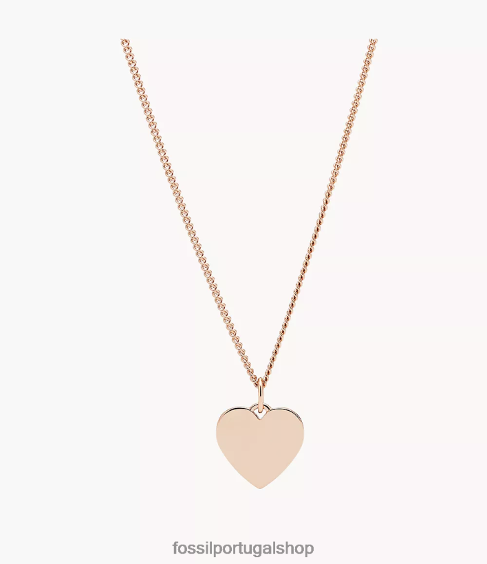 Fossil mulheres colar de aço inoxidável com coração de pista tom de ouro rosa joia 40NJ6Z912
