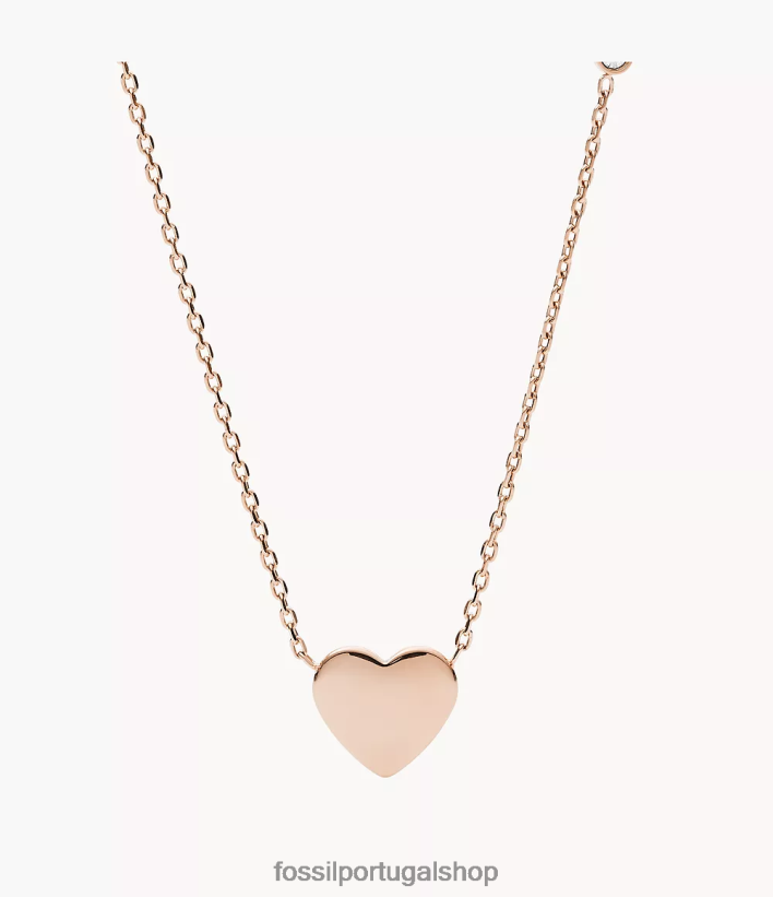 Fossil mulheres colar de aço inoxidável com coração de pista tom de ouro rosa joia 40NJ6Z916