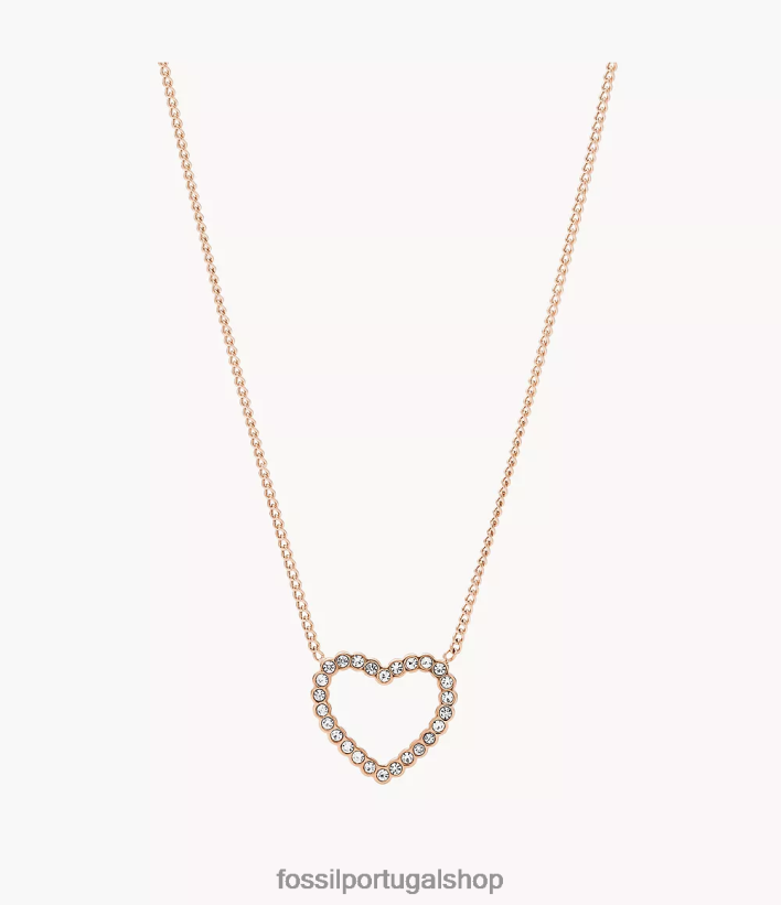 Fossil mulheres colar de aço inoxidável de coração aberto sutton tom de ouro rosa joia 40NJ6Z907