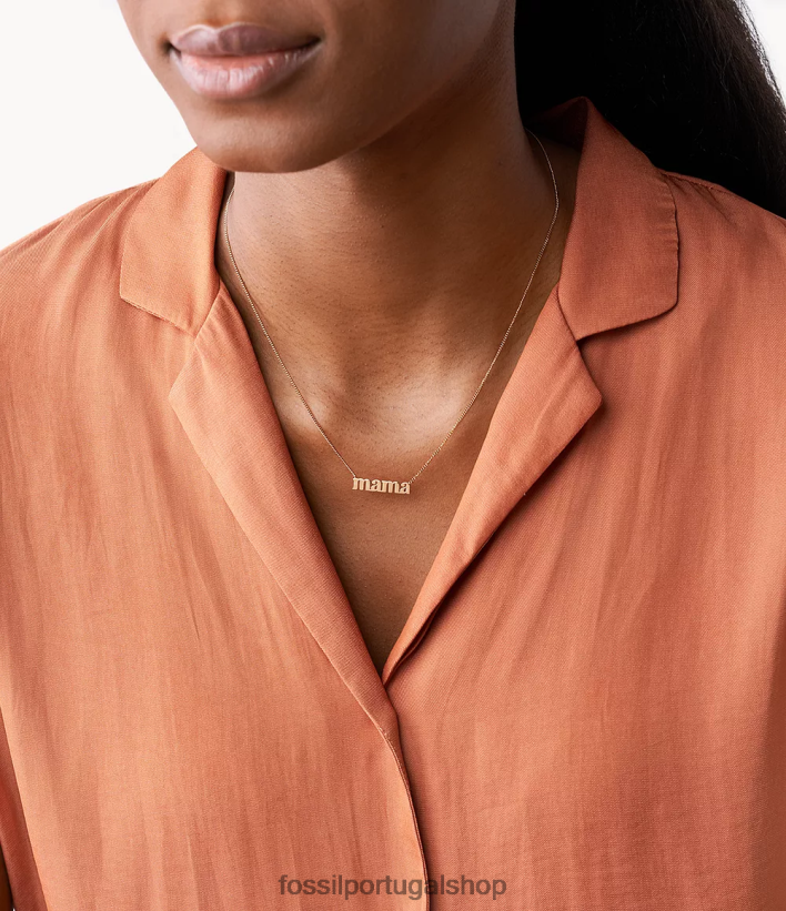 Fossil mulheres colar de aço inoxidável georgia mama tom de ouro rosa joia 40NJ6Z949