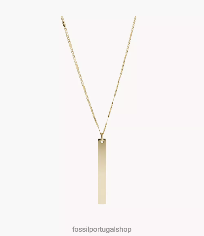 Fossil mulheres colar de aço inoxidável lane bar tom de ouro joia 40NJ6Z1309