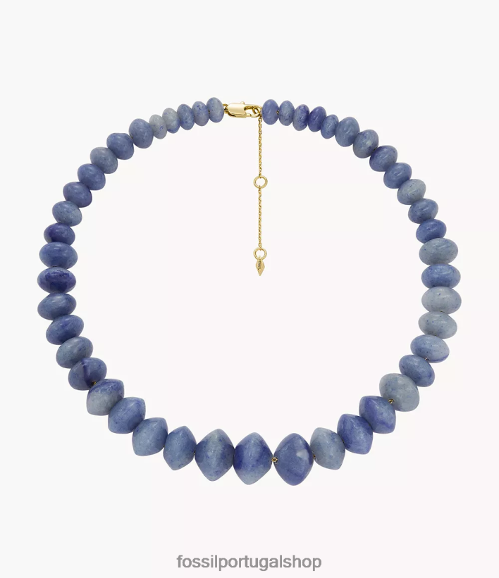 Fossil mulheres colar de contas de aventurina todo empilhado azul joia 40NJ6Z952