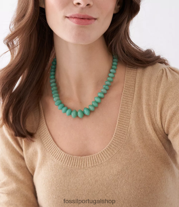 Fossil mulheres colar de contas de aventurina todo empilhado verde joia 40NJ6Z934