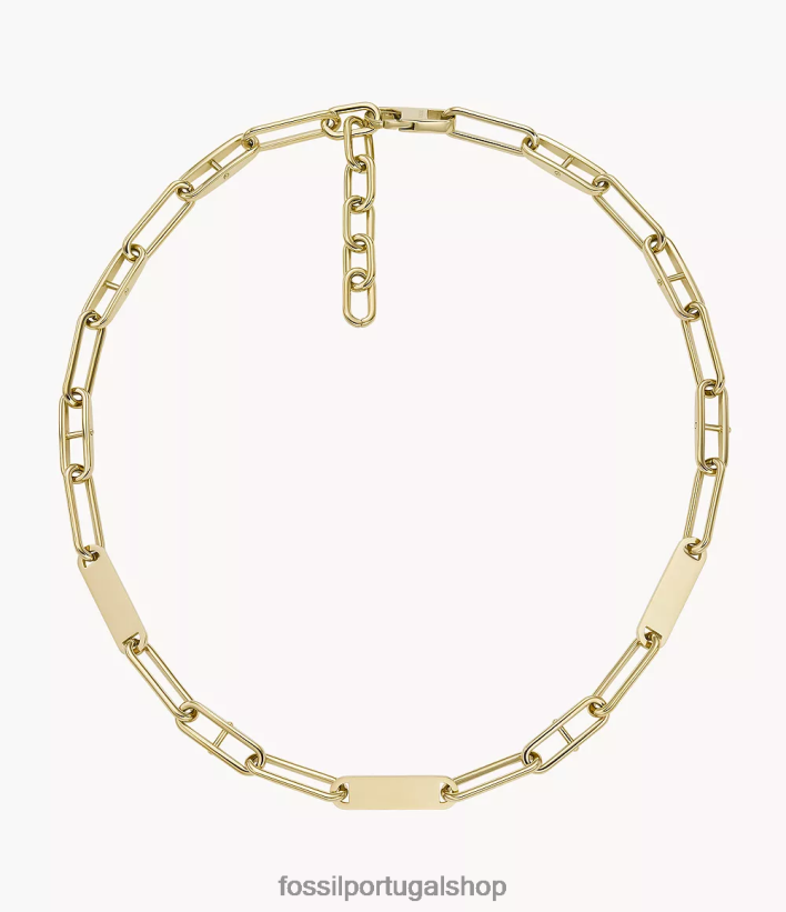 Fossil mulheres colar de corrente de aço inoxidável Heritage Essentials tom de ouro joia 40NJ6Z958