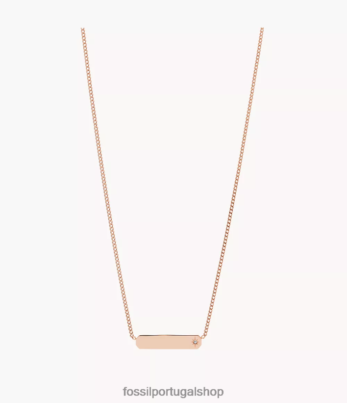 Fossil mulheres colar de corrente de barra de aço inoxidável lane rose tom de ouro joia 40NJ6Z906