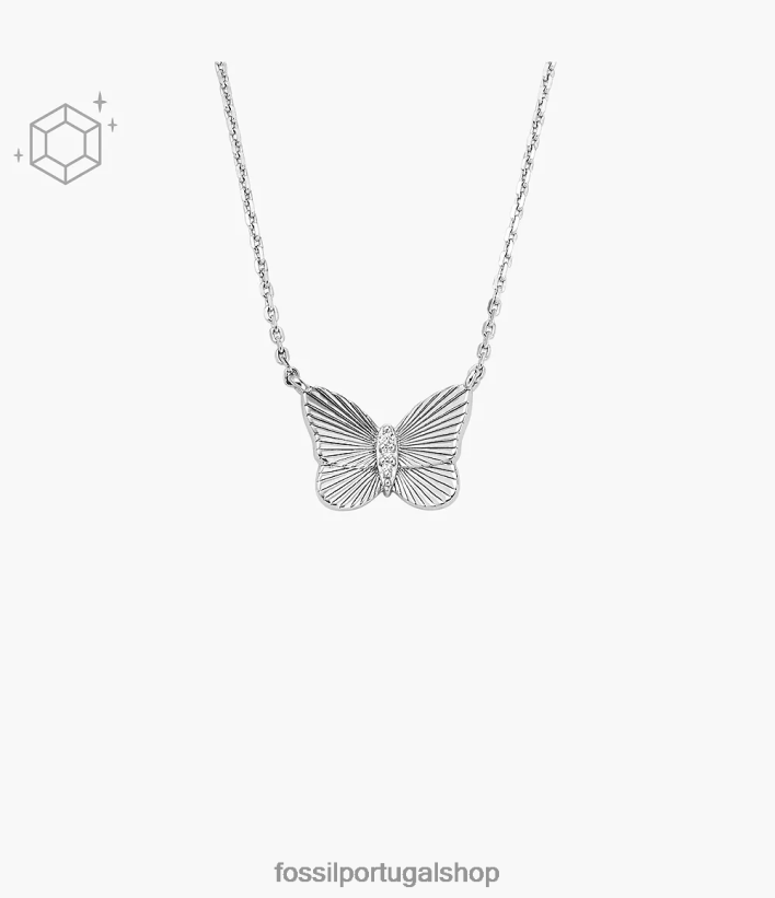 Fossil mulheres colar de corrente de borboletas esterlinas prata joia 40NJ6Z928