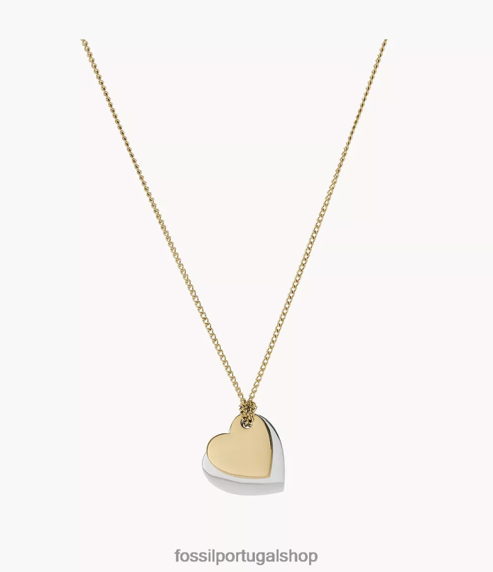 Fossil mulheres colar de corrente de coração de aço inoxidável lane dois tons joia 40NJ6Z1135