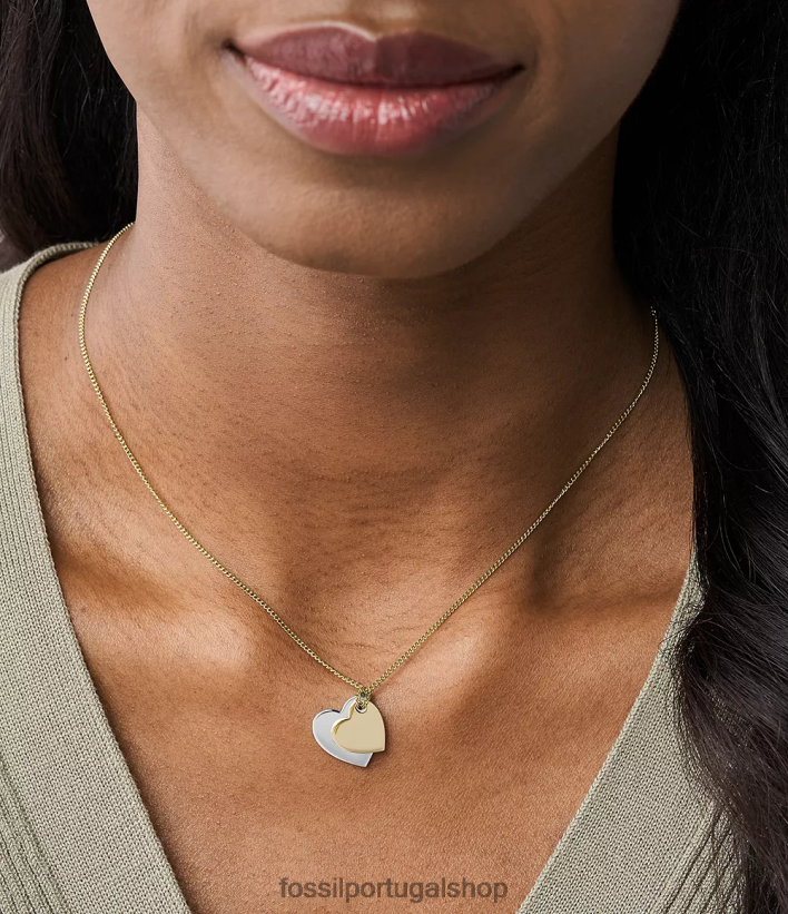 Fossil mulheres colar de corrente de coração de aço inoxidável lane dois tons joia 40NJ6Z1135