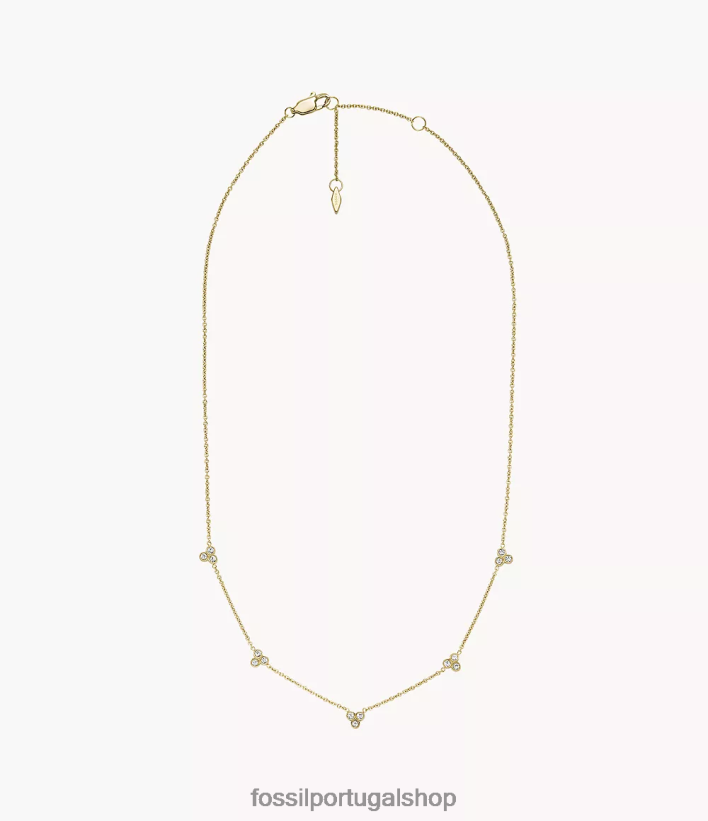 Fossil mulheres colar de estação de aço inoxidável Sadie Trio Glitz tom de ouro joia 40NJ6Z920
