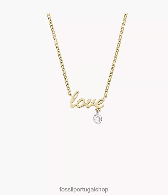 Fossil mulheres colar de estação de aço inoxidável com notas de amor Sadie dois tons joia 40NJ6Z948