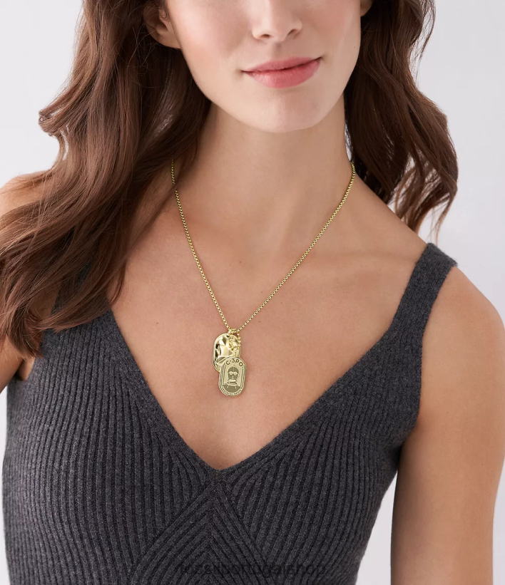 Fossil mulheres colar de etiqueta de cachorro de aço inoxidável star wars c-3po tom de ouro joia 40NJ6Z903