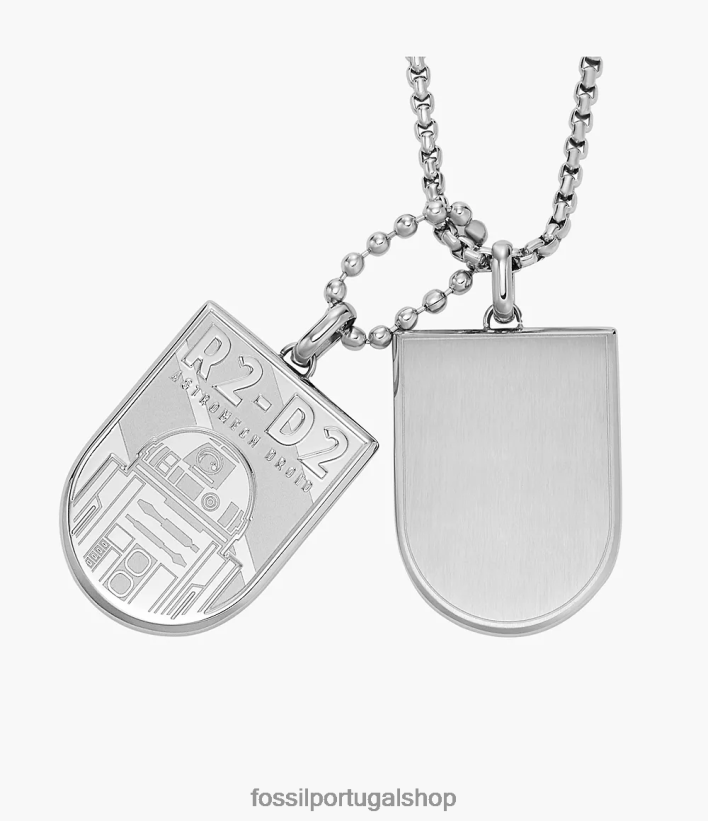 Fossil mulheres colar de etiqueta de cachorro de aço inoxidável star wars r2-d2 tom prata joia 40NJ6Z911