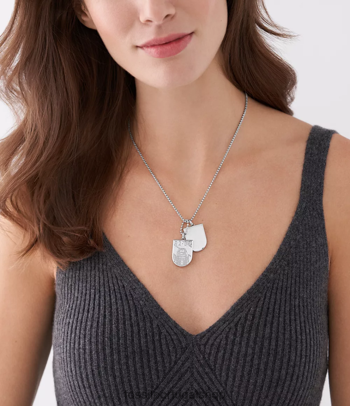 Fossil mulheres colar de etiqueta de cachorro de aço inoxidável star wars r2-d2 tom prata joia 40NJ6Z911