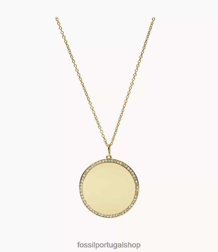 Fossil mulheres colar de pingente de aço inoxidável pista tom de ouro joia 40NJ6Z918