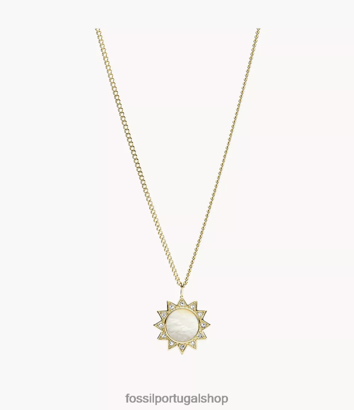 Fossil mulheres colar de pingente de aço inoxidável val madrepérola joia 40NJ6Z939