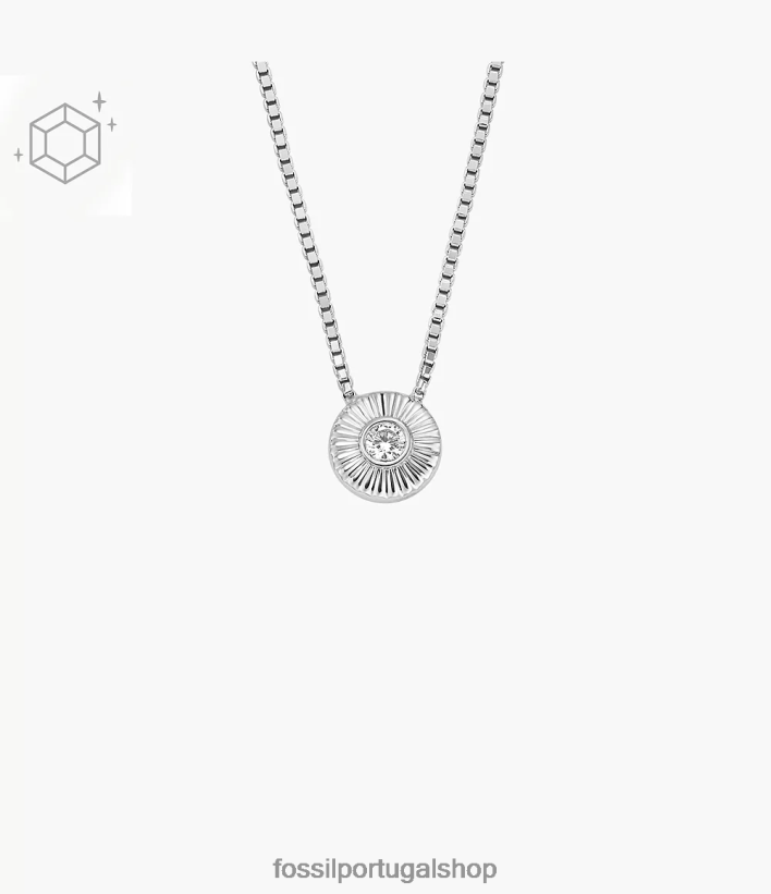 Fossil mulheres colar de pingente de círculo de textura esterlina prata joia 40NJ6Z926