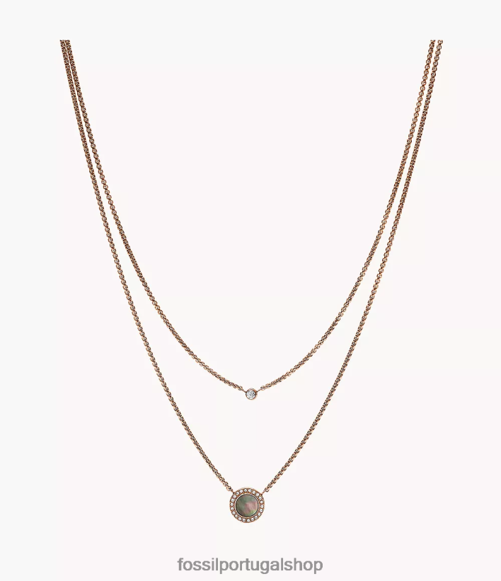 Fossil mulheres colar de pingente de disco duplo val madrepérola cinza joia 40NJ6Z936