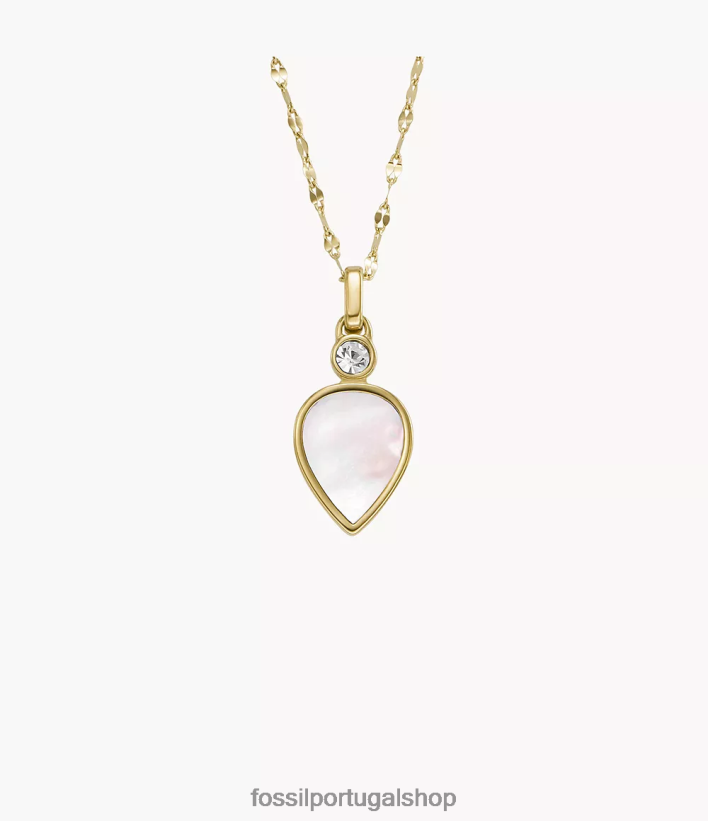 Fossil mulheres colar de pingente de lágrima madrepérola branca joia 40NJ6Z904