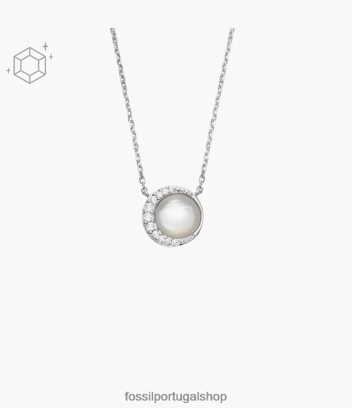Fossil mulheres colar de pingente de prata crescente madrepérola branca joia 40NJ6Z954