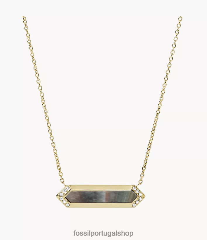 Fossil mulheres colar de pingente val preto e dourado preto madrepérola joia 40NJ6Z1306