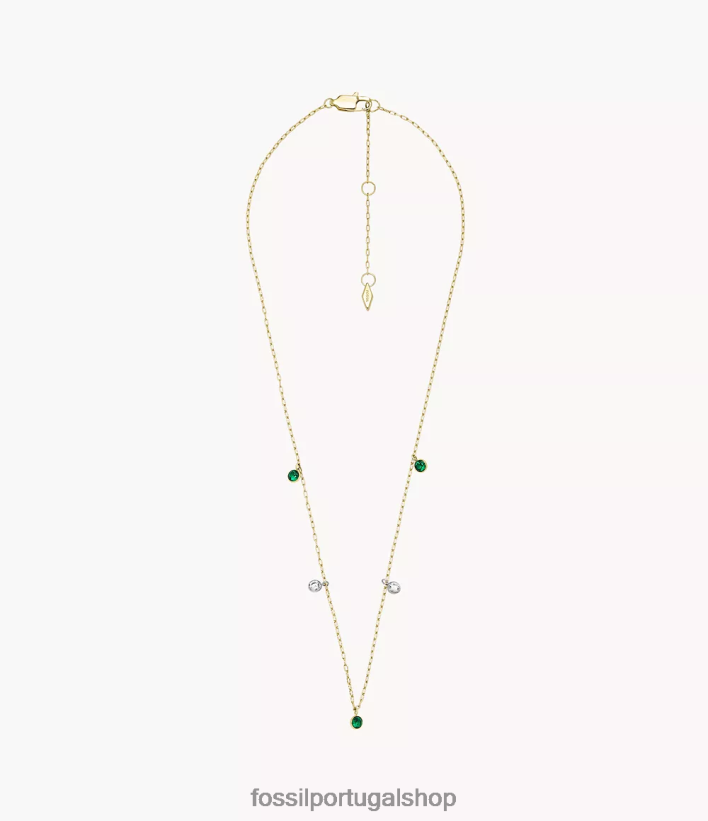 Fossil mulheres colar pendurado com brilho festivo Sadie cristal verde brilhante e transparente joia 40NJ6Z1255