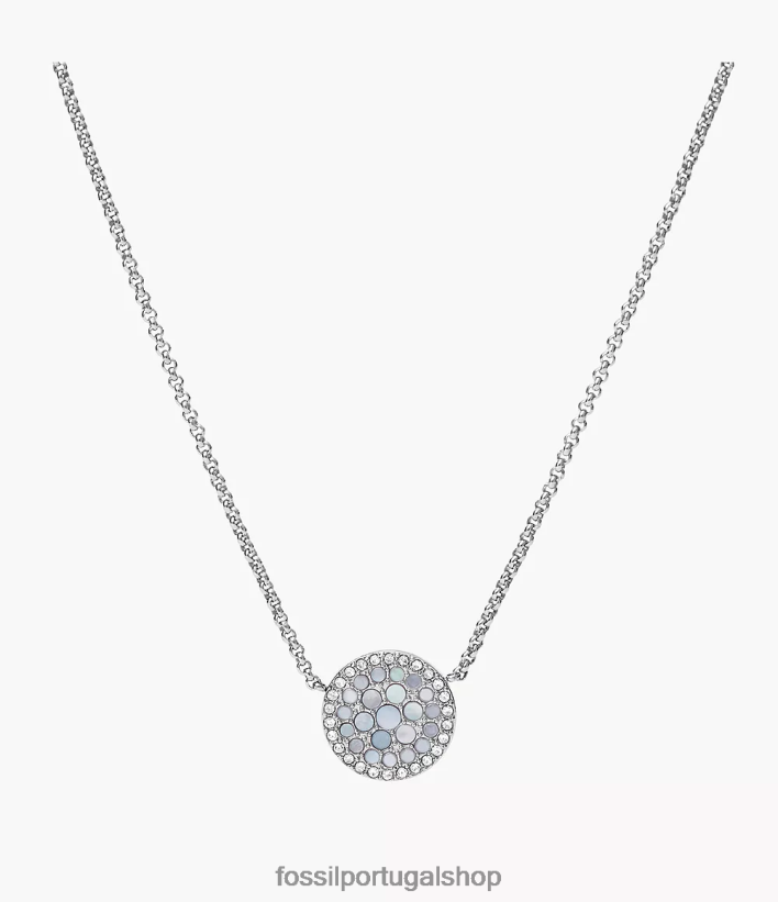 Fossil mulheres colar val mosaico de aço inoxidável azul joia 40NJ6Z943