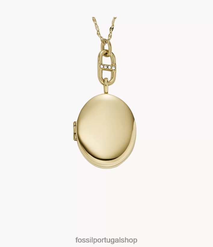 Fossil mulheres coleção de medalhões colar de corrente de aço inoxidável tom de ouro joia 40NJ6Z959