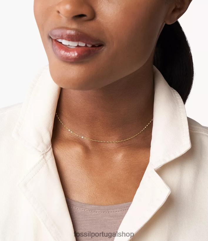 Fossil mulheres corra oh tão charmoso colar de corrente de aço inoxidável tom de ouro joia 40NJ6Z933