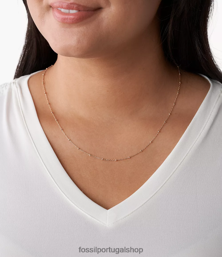 Fossil mulheres corra oh tão charmoso colar longo de corrente de aço inoxidável tom de ouro rosa joia 40NJ6Z1201