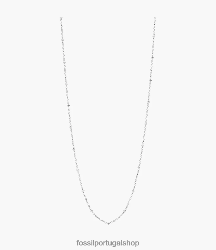 Fossil mulheres corra oh tão charmoso colar longo de corrente de aço inoxidável tom prata joia 40NJ6Z1144