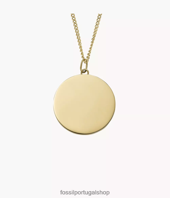 Fossil mulheres desenhou colar de pingente de aço inoxidável tom de ouro joia 40NJ6Z921