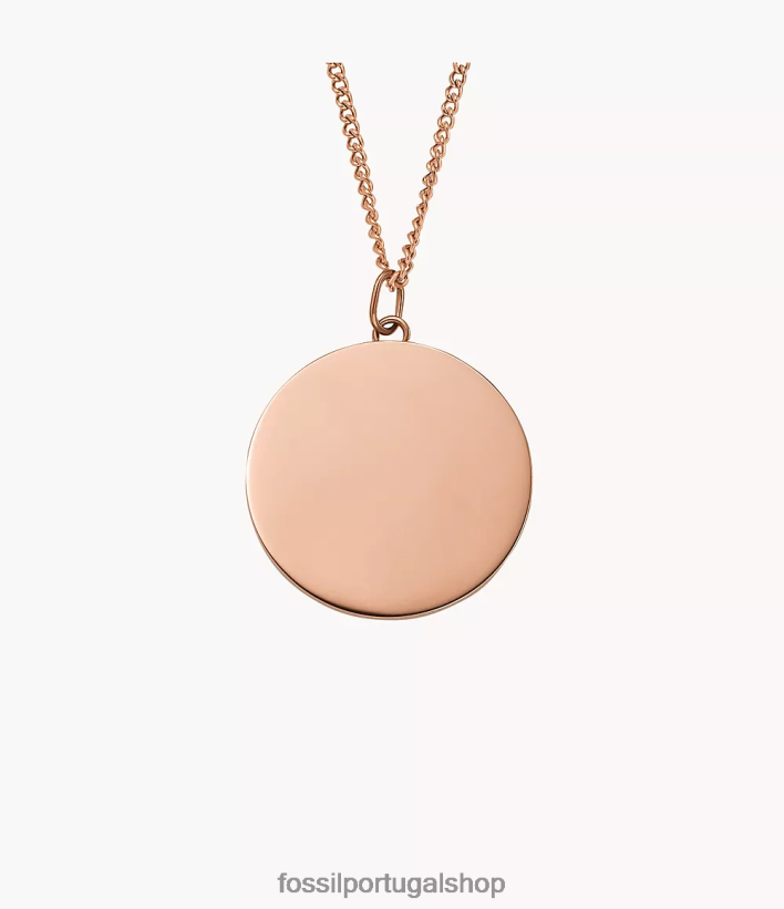 Fossil mulheres desenhou colar de pingente de aço inoxidável tom de ouro rosa joia 40NJ6Z944