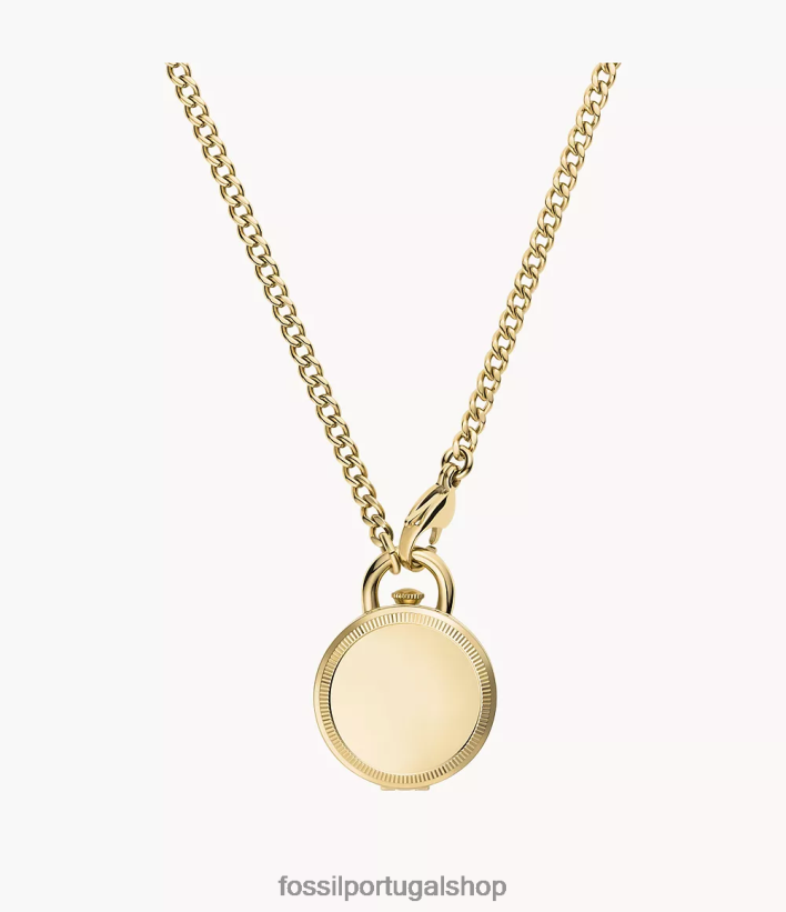 Fossil mulheres jacqueline medalhão de relógio de três ponteiros em aço inoxidável tom de ouro joia 40NJ6Z898