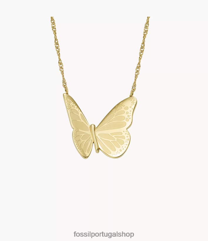 Fossil mulheres la la land colar de corrente de aço inoxidável tom de ouro joia 40NJ6Z900