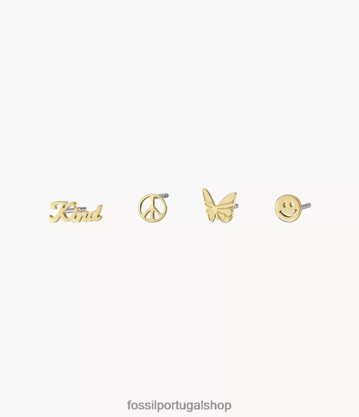 Fossil mulheres conjunto de brincos de aço inoxidável la la land tom de ouro joia 40NJ6Z1047