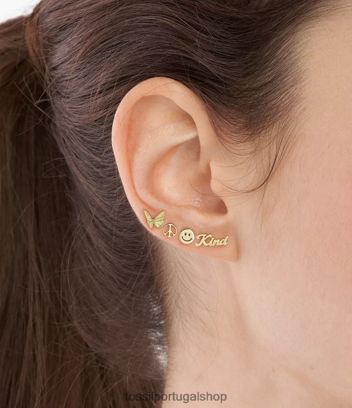 Fossil mulheres conjunto de brincos de aço inoxidável la la land tom de ouro joia 40NJ6Z1047