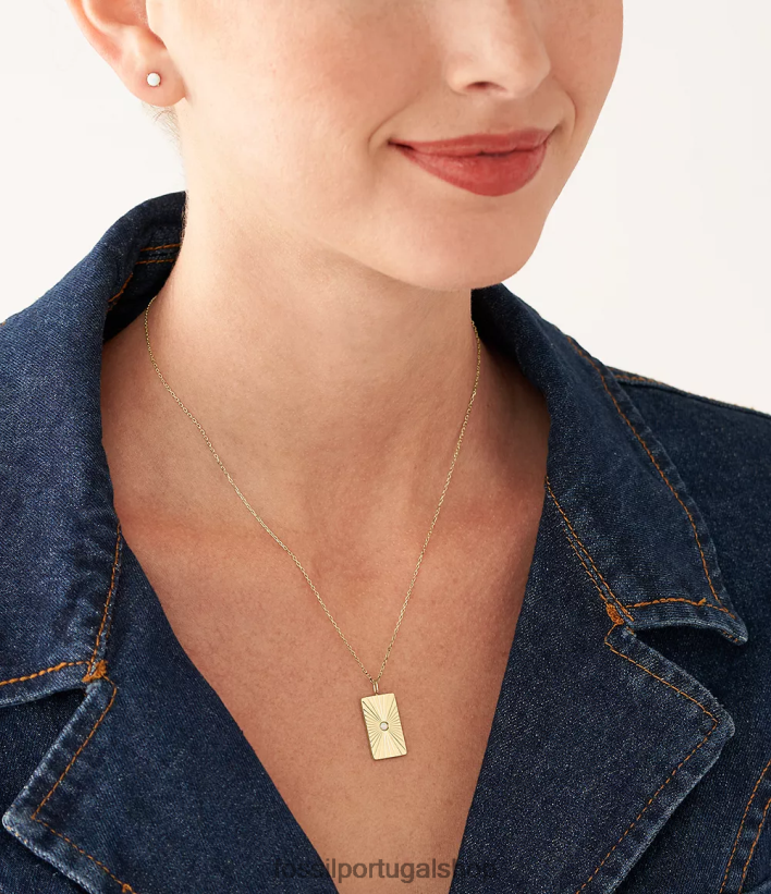 Fossil mulheres conjunto de colar e brincos de opala sintética opalas celestiais tom de ouro joia 40NJ6Z1218