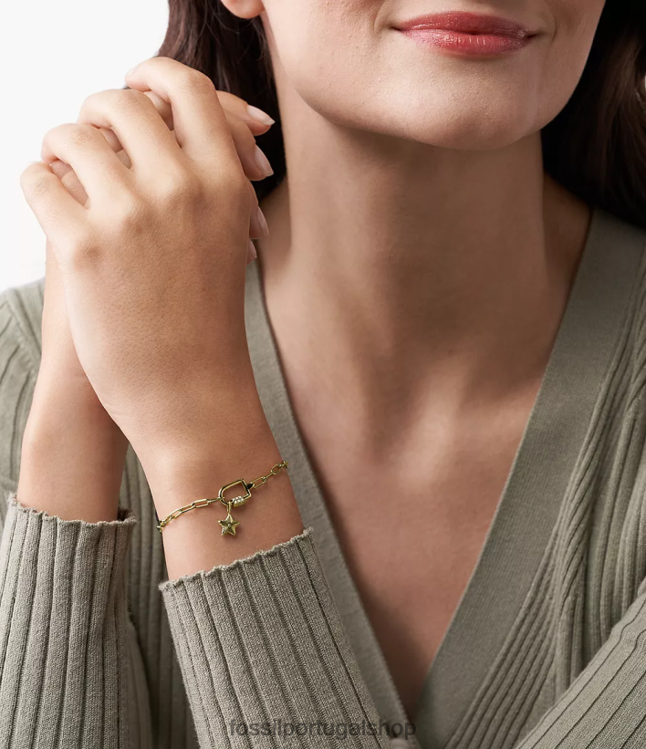 Fossil mulheres corra oh tão charmoso charme de aço inoxidável tom de ouro joia 40NJ6Z1170