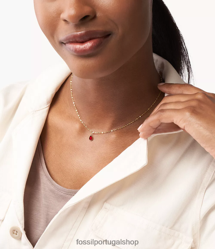 Fossil mulheres corra oh tão charmoso charme de pedra zodiacal de janeiro tom vermelho joia 40NJ6Z1249