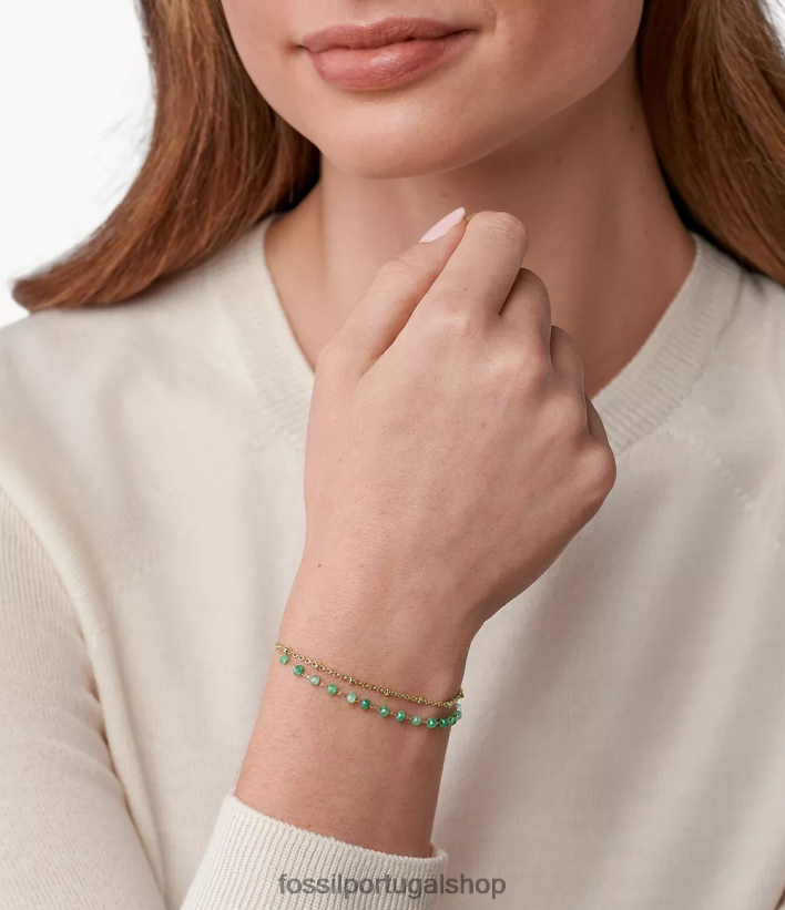 Fossil mulheres Pulseira de contas de jade Georgia Modern Meadows verde joia 40NJ6Z977